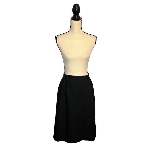 Vintage 70s Black Polyester Professional Pencil Straight Skirt Size Large Office - Picture 2 of 5